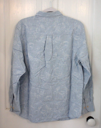 Camisa Tommy Bahama Para Hombre Grande Azul Blanco Floral Rayas Manga Larga Seda Algodón - Imagen 2 de 9