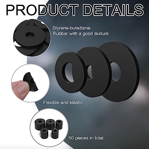 50pcs Flat Rubber Washers Assortment Kit Abrasion Resistant Rubber Washer Hea eBay