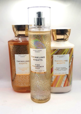 BATH AND BODY WORKS TWINKLING NIGHTS BODY MIST, LOTION, SHOWER GEL (SET OF 3)