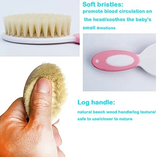 Baby Hair Brush &Silicone Baby Cradle Cap Brush Set, for Newborns & Blue - Picture 5 of 6