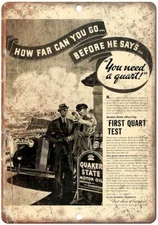 Quaker State Motor Oil Vintage Sign Reproduction Metal Sign A696