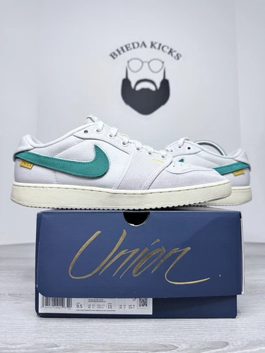 Size 9.5 - Jordan 1 Low AJKO SP Union Sail Leather DZ4864-100 Preowned