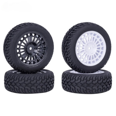 1/10 RC Rally Car Wheels Rubber Tire Set For Tamiya TT01 TT02 TT01E XV0 DF03 HPI