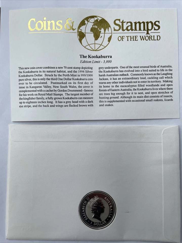 1994 THE AUSTRALIAN KOOKABURRA 1OZ .999 SILVER FIRST DAY COVER NO 0129 - Image 2 of 2