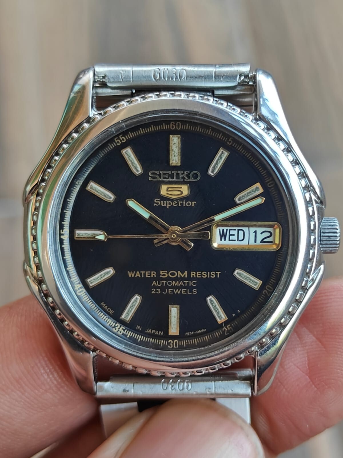 Vintage Seiko 5 Superior 7S36 0090 Japan 50M WR 23J Automatic Men's Wrist Watch image 4
