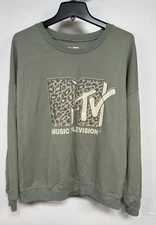 Women's Viacom International Inc. MTV Music Television Olive green Size-M Shirt