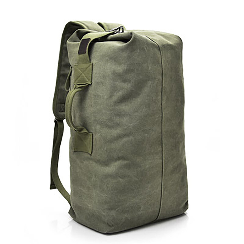 Large Canvas Luggage Bag Backpack Men Bucket Camping Travel Shoulder Rucksack