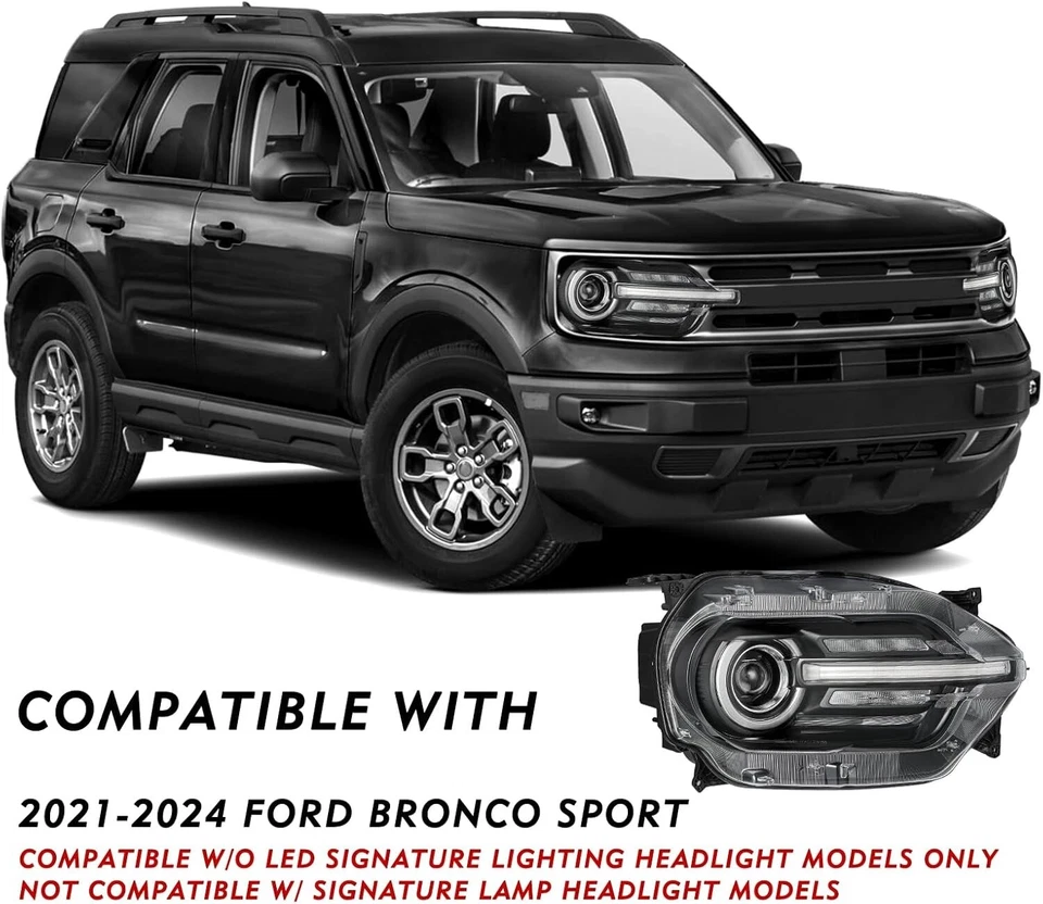 Faro LED completo para pasajero Ford Bronco Sport 2021-2024 lámpara derecha no halo Foto 4 de 4