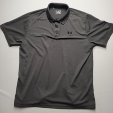 Under Armour Polo Men 2XL Gray HeatGear Short Sleeve Shirt Performance Loose Fit