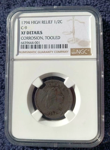 1794 Half Cent, High Relief C-9 variety, NGC EF / XF Details