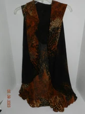Womens Top ONE Size shrug open fly away vest black brown animal print
