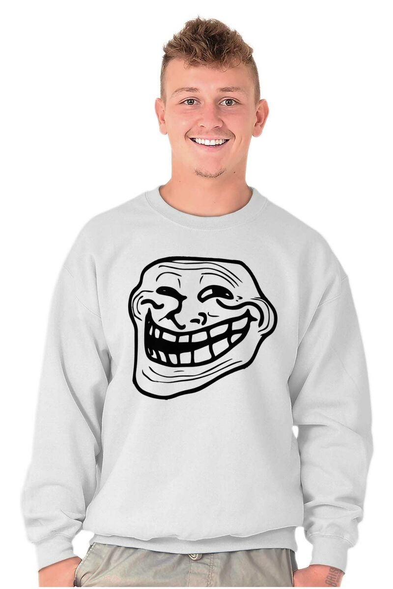 Troll Face Smiley Internet Funny Meme Gift Womens or Mens Crewneck