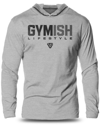 047. Gymish Lifestyle Lightweight Long Sleeve Hooded T-Shirt for Men