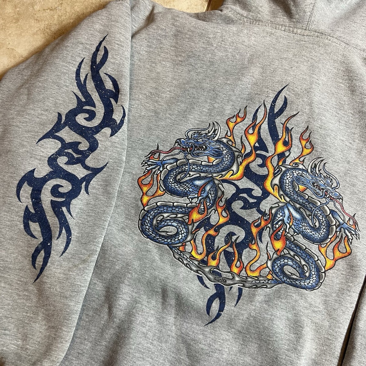 Vintage 90's Y2K Extreme Limit Dragon Sleeve Print Hoodie Vintage 90's Y2K Extreme Limit Dragon Sleeve Print Hoodie