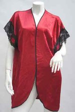 Vintage Lace Trim Burgundy Red Robe Duster Peignoir Lingerie