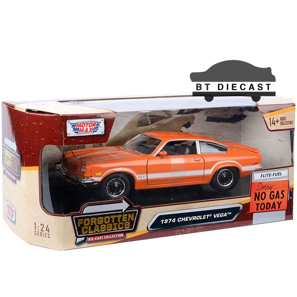 MOTORMAX FORGOTTEN CLASSICS 1974 CHEVROLET VEGA GT 1/24 DIECAST ORANGE 79048 OR