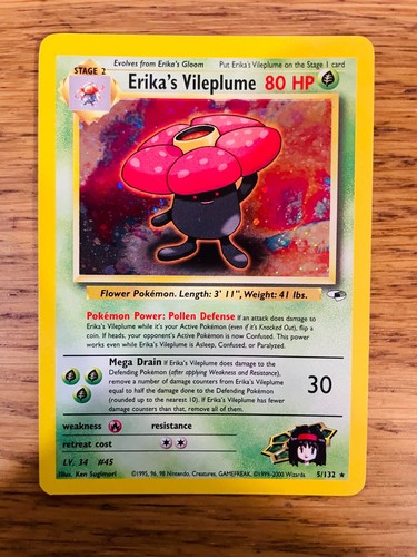 Erika's Vileplume (5/132) Holo Gym Heroes Pokemon Card! FREE P&P! - 第 6/30 張圖片