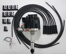 BUICK Small Block 340 350 Black Cap HEI DISTRIBUTOR & Black Spark Plug Wires USA