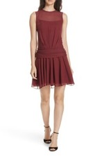  485 Theory Women'S Red Dot Print Round Neck Sleeveless Silk Short Dress Size S