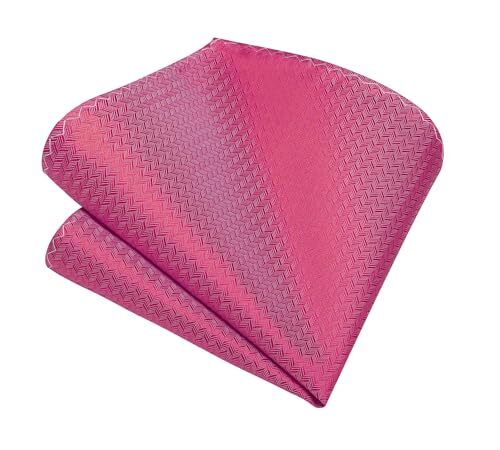 Mens Ties Stripe Tie and Pocket Square Set Classic Formal Woven A022-hot Pink - Picture 6 of 6