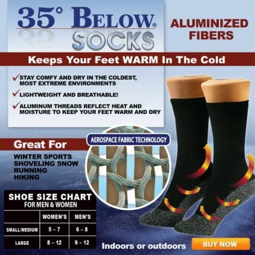 35 Below Socks 4 Pairs - Black