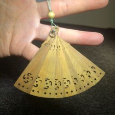 Argentine Green Sandalwood Carved Folding Fan Pendant Mini Wooden Craft Gift