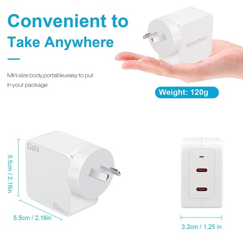 65W-200W GaN Wall Charger QC4 PD3 2 USB-C For iPhone 15 Pro Galaxy S25 Laptop - Picture 29 of 67