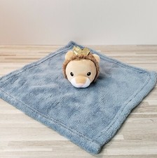 True Baby King Lion 11" x 12" Blue Gray Lovey Security Plush Blanket