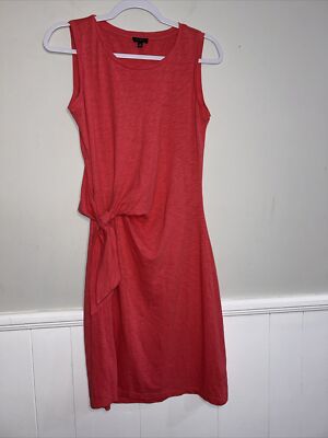 Talbots Side Tie Shift Dress Small Midi Slub Cotton | eBay