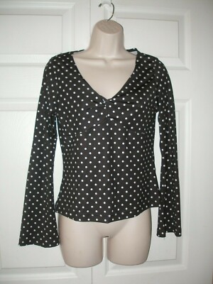 No Boundaries Black & White Polka Dot Top Women's Juniors Size Large New