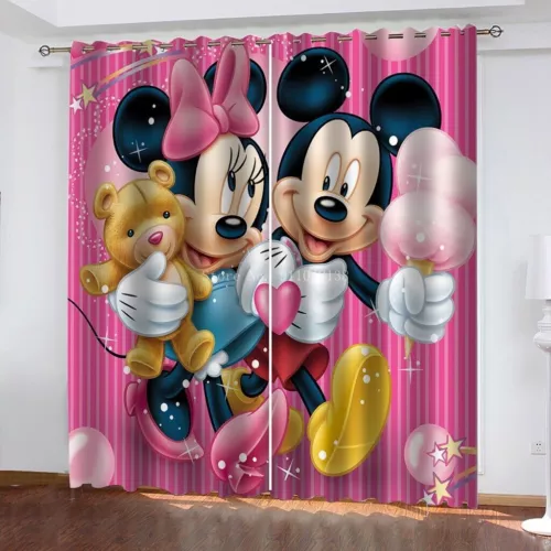 Tende oscuranti spesse per bambini Topolino e Minnie anello termico occhiello superiore - Foto 2 di 53