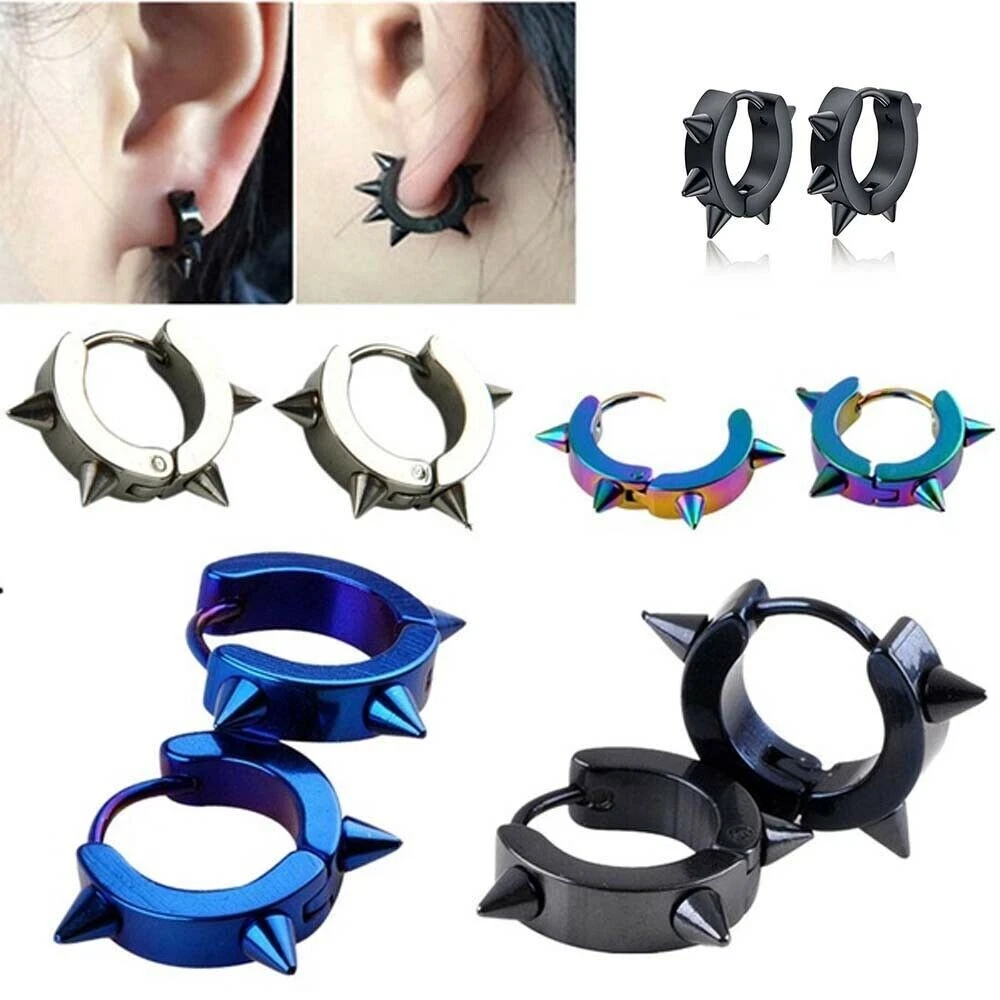 Mens hoop earrings with charm deals