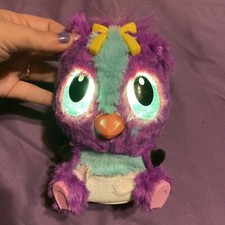 Hatchimals Hatchibabies Purple With Yellow Bow Baby Bird Interactive TESTED