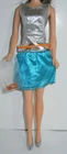 Vintage Barbie Zokko Dress, Original Earring & Silver Shoes