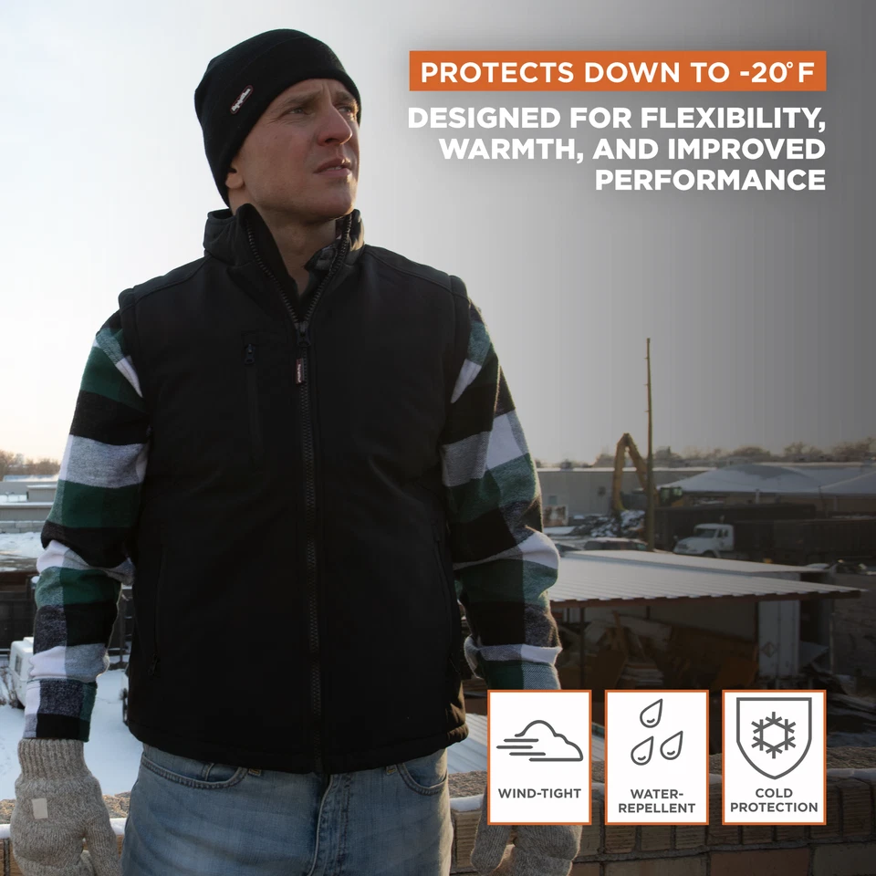 RefrigiWear Insulated Softshell Vest - Warm Work Vest, Water-Repellent, - Image 4 of 4