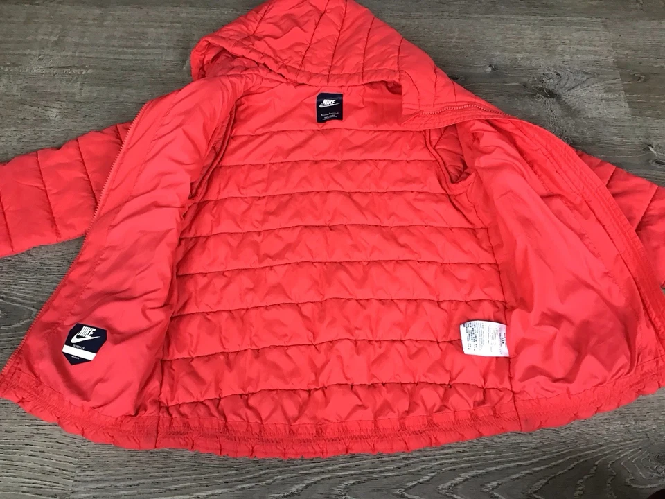 Nike Youth Puffer Winter Coat Girls Medium M Hot Pink Full Zip Quilted Jacket - Image 4 of 4