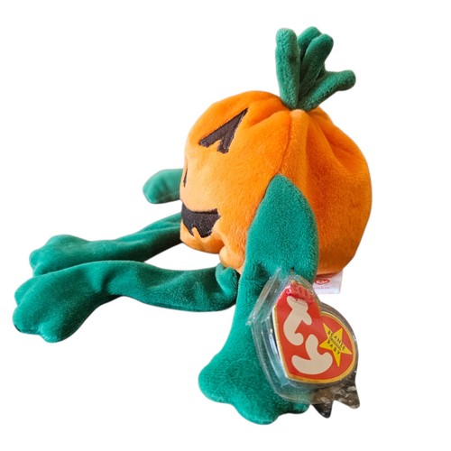 Peluche de Halloween TY Beanie Baby Punkin Pumpkin Jack O Lantern 1999 con etiquetas de colección - Imagen 3 de 8