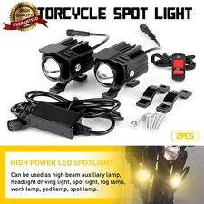 2PCS Motorcycle LED Fog Lights Spotlight Headlight with ON/Off Toggle Switch