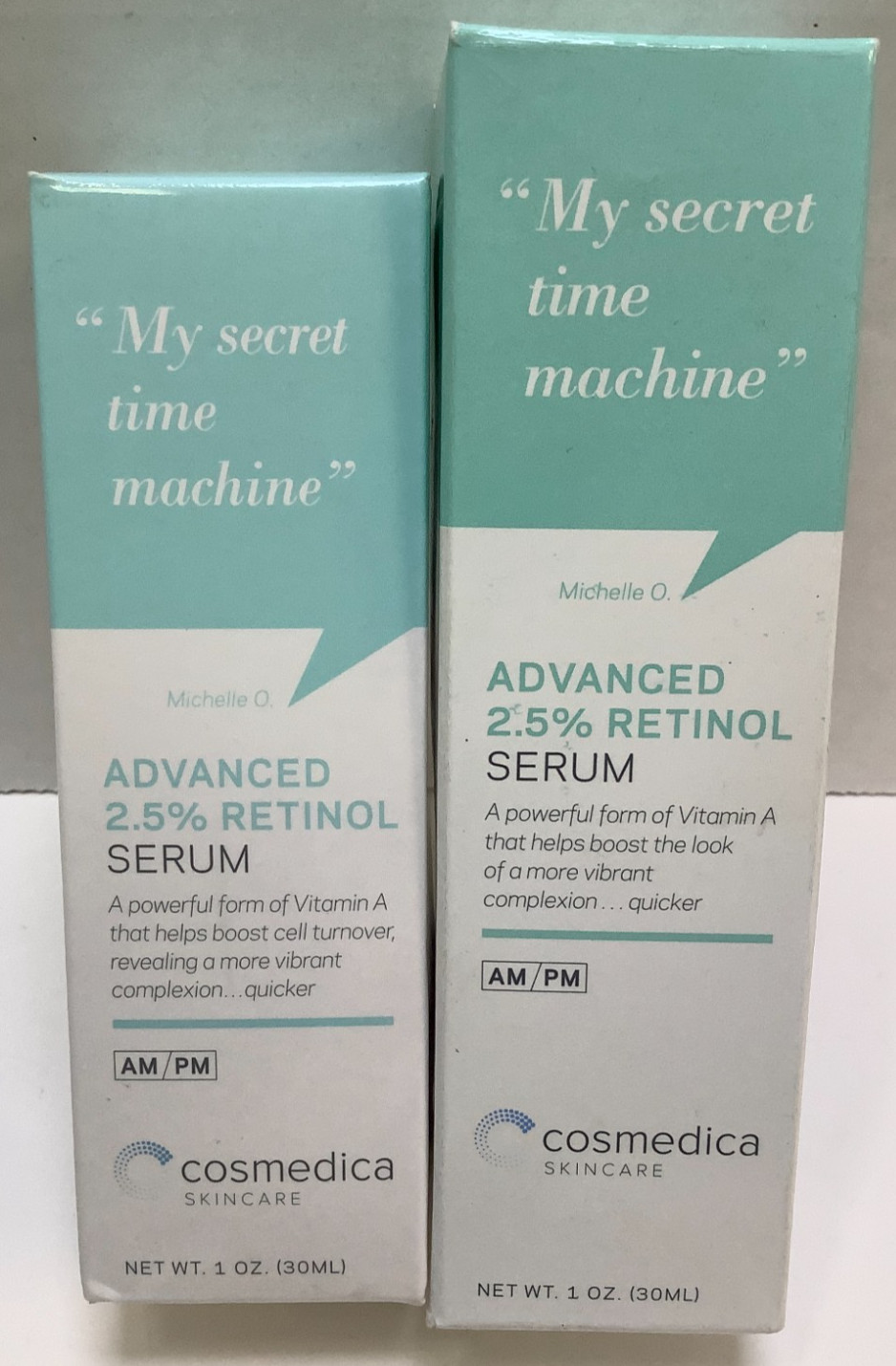 Cosmedica Skincare Advanced 2.5% Retinol Serum, AM/PM, 1oz, Lot of 2