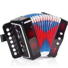 Lotkey 7 Key Kids Accordion, 3 Bass Mini Accordion 10-Key, 7 Black