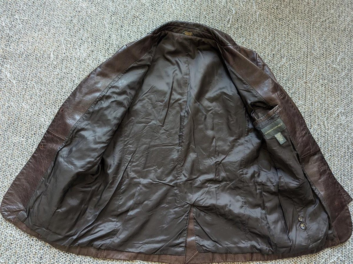 vintage BANANA REPUBLIC leather COWHIDE blazer coat L brown vintage BANANA REPUBLIC leather COWHIDE blazer coat L brown