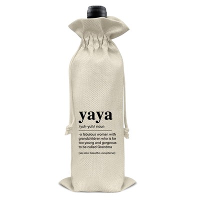 Yaya Definition Grandma Gifts Wine Bag for Birthday Mother's Day Christmas