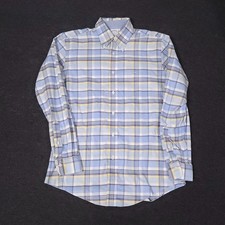 Brooks Brothers Oxford OCBD Button Down Shirt Mens Medium Blue Plaid Cotton