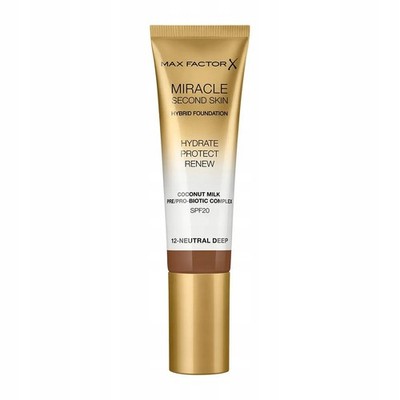 Max Factor Miracle Second Skin Face Foundation 30ml 12 Neutral Deep