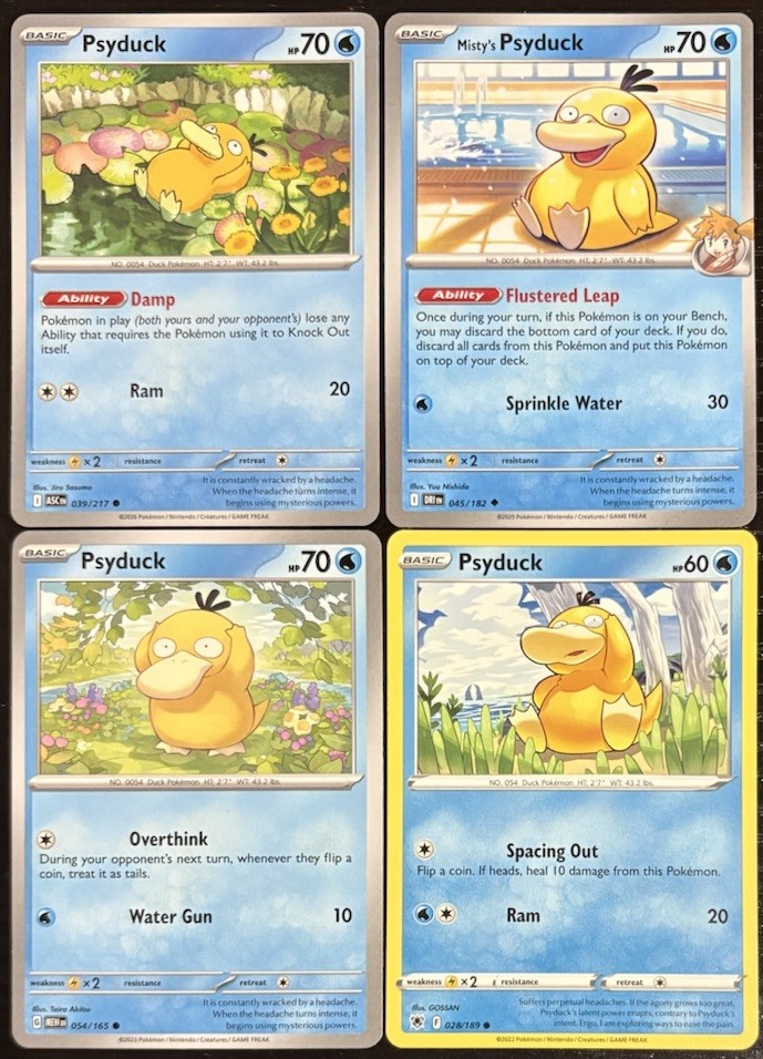 Psyduck Pokemon TCG Collection From 4 Different Art/Set English Cards NM