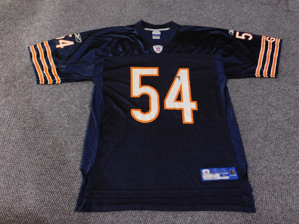 Camiseta Chicago Bears masculina grande azul marinho futebol americano NFL Reebok 54 Urlacher - Imagem 2 de 4