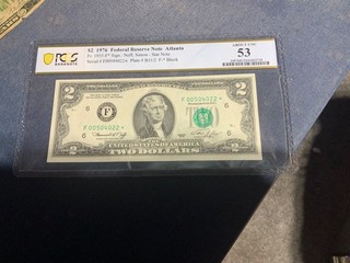 1976 two dollar bill star note PCGS bank note grade 53