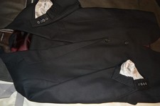 Ermenegildo Zegna 3 Piece Suit Su Misura Pure Wool Black Shadow Stripe 42S 38W