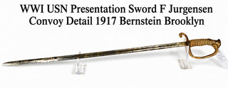 WWI USN Presentation Sword F Jurgensen Convoy Detail 1917 Bernstein Brooklyn