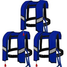 3-Pack 150N Automatic Inflatable Life Jacket Adjustable Nylon Swim Vest wit...